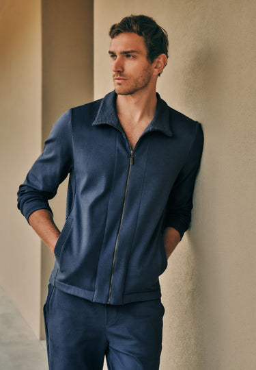 Smartwear Cotton Zip-Up Jacket | Vintage Indigo 75938-2617